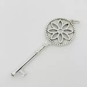 Tiffany T Gänseblümchen Blume Diamant Schlüssel Anhänger in Sterlingsilber Größe Large 2,4" - Bild 1 von 9