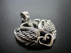 Schwanen Herz Anhänger 925er Silber Symbol Schmuck NEU - Bild 1 von 1