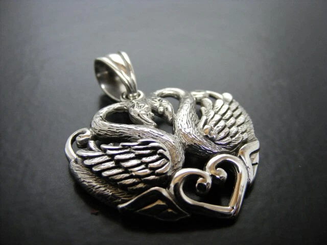Cigno Ciondolo a Cuore 925er Argento Simbolo Gioiello Nuovo - Immagine 1 di 1