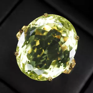 Chic Yellow Green Tourmaline 19.50Ct 925 Sterling Silver 24K Gold Vermeil Rings - Picture 1 of 8