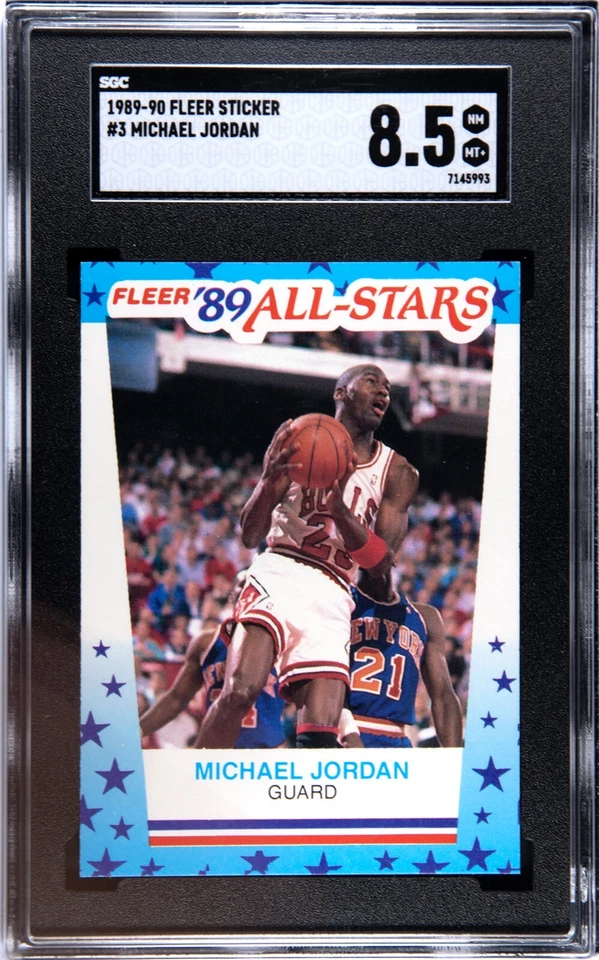 Pegatinas Fleer All-Stars 1989-90 Michael Jordan #3 SGC 8,5 HOF Foto 1 de 1