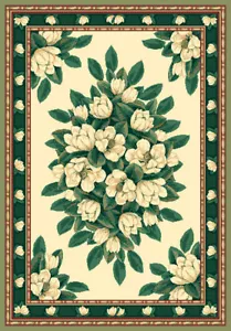 IVORY floral MAGNOLIA 6X8 area rug TRADITIONAL country : Actual 5' 3" x 7' 6" - Picture 1 of 1