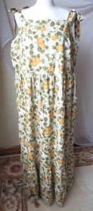 DIP SLVLESS SUN DRESS TIE SHOULDER MULTICOLOR FLORAL 100% COTTON SIDE ZIP 3X NEW - Picture 1 of 18