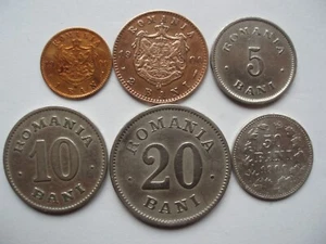 ROMANIA - COMPLETE SET OF 1900 COINS : 1 BAN + 2+5+10+20+50 BANI 1900 ,  CAROL I - Picture 1 of 14