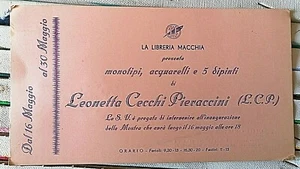 1956 LEONETTA CECCHI PIERACCINI INVITO INAUGURAZION MOSTRA LIBRERIA MACCHIA ROMA - Foto 1 di 2