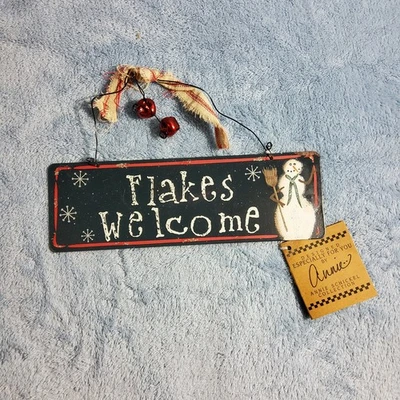 Rustic Style Metal Flakes Welcome Snowman Front Door Wall Hangin Home Decor Sign - Image 1 of 4