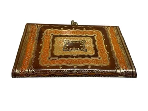 Vintage 1960’s Florentine Hand Painted Leather Kiss Lock Coin Purse Italy 5.5” - Bild 1 von 11