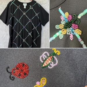 The Quacker Factory 1X Nero Perline Paillettes Farfalla Impreziosito Maglia TopThep - Foto 1 di 12