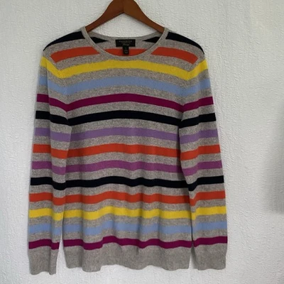 Suéter Charter Club para mujer 100 % cachemir a rayas cuello redondo talla grande usado en excelente estado Foto 1 de 4