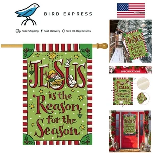 Jesus Is The Reason For The Season Christmas Yard House Flag 28x40 Inch Doubl... - Picture 1 of 9