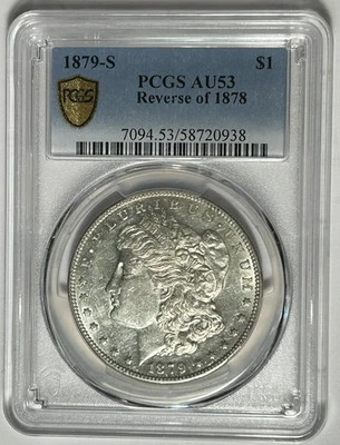 1879 S REVERSE OF 1878 MORGAN DOLLAR PCGS AU 53 - Image 1 of 4
