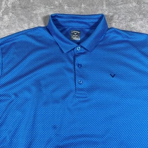 Callaway Polo Shirt Mens XXL Blue Opti-Dri Golf Geometric Pattern Short Sleeve - Picture 1 of 8