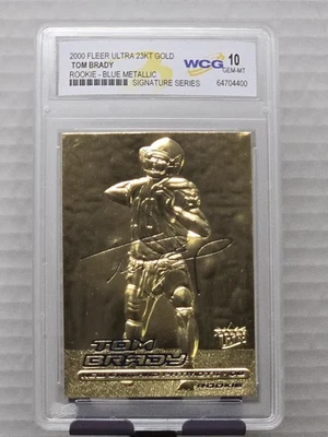 CARTÃO HOLOGRÁFICO DE NOVATO TOM BRADY 2000 FLEER ULTRA AUTOGRAFADO GEMMT10 23KT OURO - Imagem 1 de 2