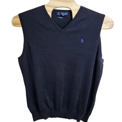Polo Ralph Lauren Mens 2XLT Tall V-Neck Sleeveless Sweater Vest Pima Cotton Blk - Image 1 of 4