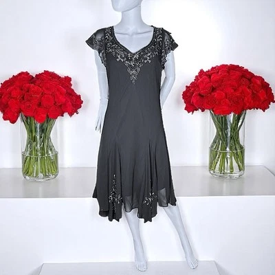 Vestido Formal Para Mujer J Kara Elegante Negro Adornado Cóctel Talla 12 ¡NUEVO CON ETIQUETAS! Foto 1 de 3