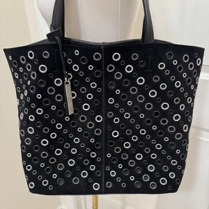 Vince Camuto Tasche schwarz Leder/Wildleder, Gun Metal Ösen Akzente - Bild 1 von 6