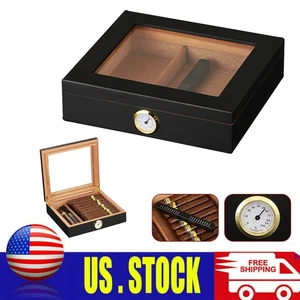 Caja de almacenamiento humidificador de 20 cigarros humidificador de escritorio higrómetro caja de madera - Imagen 1 de 12