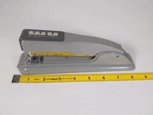 Grapadora de escritorio vintage Swingline Western Union gris longitud 8,5" Long Island NY EE. UU. - Imagen 1 de 14