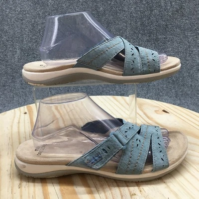 Sandalias Earth Origins para mujer 10 M Savoy Shantel Slides cuero azul punta abierta Foto 1 de 4