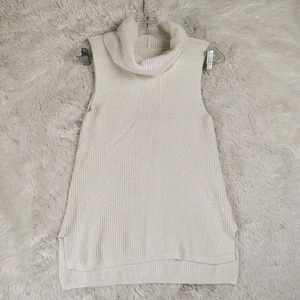 White House Black Market Wasserfallausschnitt Pullover Tank Damen XXS elfenbein Strick Tunika Top - Bild 1 von 5