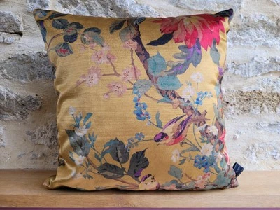 Liberty Arts Lady Kristina Floral Gold VELVET plain back Fabric Cushion Cover  E - Image 1 of 4