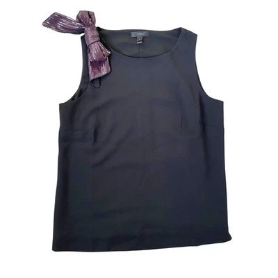 Camiseta sin mangas J Crew con lazo de lentejuelas talla 4 negra púrpura camiseta de vacaciones minimalista  Foto 1 de 4