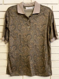 Como Sport Cobra Shirt Mens Medium Paisley 100% Cotton Golf Polo Made In Italy - Picture 1 of 5