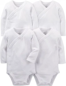 Simple Joys by Carter's unisex-baby 4-pack Side Snap Bodysuit Newborn, White - Picture 1 of 5
