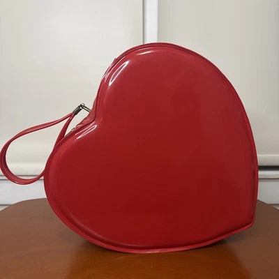 Bolso Tren Maleta Grande Vintage Brillante Retro Rojo Amor Forma Corazón Foto 1 de 4