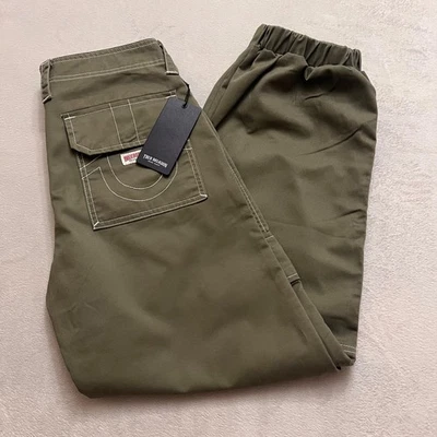 Calça jogger True Religion feminina bobbi cargo folgada verde tamanho 27 MSRP $ 199,00 - Imagem 1 de 4