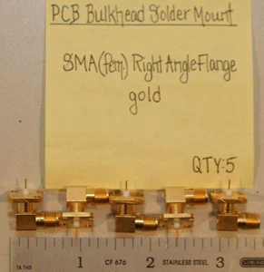 (5) SMA(F)Rt Angle Flange PCB Bulkhead Mount Adapters - Picture 1 of 1