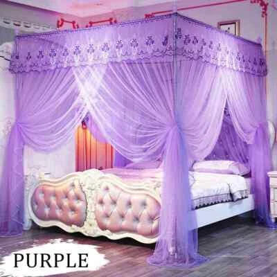 Princess Canopy Bed Curtains 4 Corner 3Side Openings Post BedCurtain MosquitoNet - Изображение 1 из 4