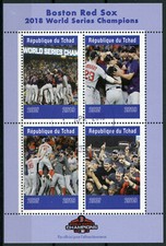 Chad 2019 CTO Boston Red Sox World Series 2018 4v M/S Baseball Sports Stamps