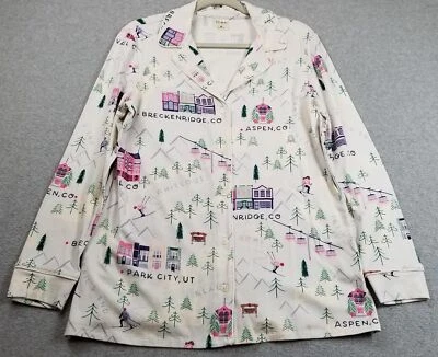 NUEVO SOMA Pijama Top Para Mujer Mangas Medianas Largas Elastizado Suave Aspen Park City Ski Foto 1 de 4