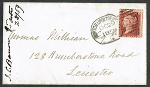 1859 1d Rose-Red SG40 HJ Fine BURTON UPON TRENT Spoon Fine Used - Picture 1 of 2