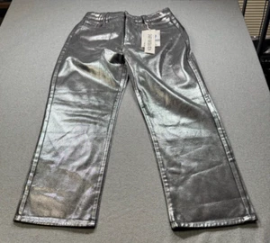 Neu modische Damen Jeans 2XL weites Bein silber Glitzer Street Core - Bild 1 von 8