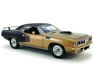 ACME 1:18 1971 Plymouth HEMI Cuda Super Track Pack & Vinyl Top Gold A1806126 VT - Picture 1 of 3
