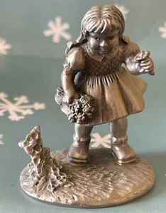 Hudson Pewter 1981 ~ Girl with Flowers #2335 - Picture 1 of 8
