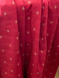 2 Fleur-de-Lis Custom Made Cotton Curtain Panels in Red Cotton with Lining YY972 - Picture 1 of 6
