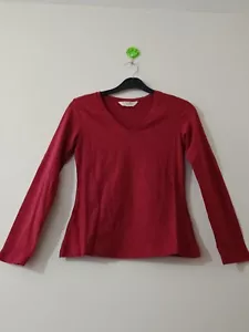 EX Seasalt Women's V Neck Long Sleeve Wistful Organic Cotton Top, Scarlet Red - Picture 1 of 4