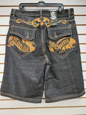 Pantalones Cortos Vaqueros Vintage Clench Bordados 36 Oro Rosa Patinador Hip Hop Y2K Foto 1 de 4