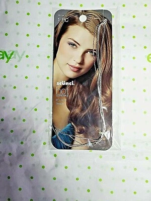 Scunci Hot Streaks 8 pulgadas clip en cuentas hebras plateadas nuevo  Foto 1 de 2