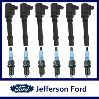 Genuine Ford Falcon BF FG LPG Gas Spark Plugs & Ignition Coils Kit (Set of 6) - image 1 of 4