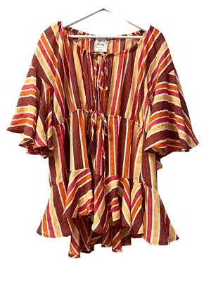 Estilo Rack Romper Tamanho M Listrado Colorido Cobertura Flutter Bell 3/4 Borla Novo com etiquetas - Imagem 1 de 4