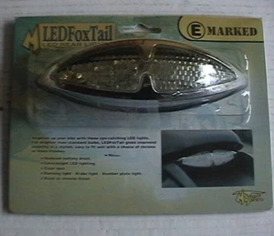 LUZ TRASERA MOTRAX LED FOXTAIL FRENO NÚMERO PLACA LUZ CROMADA E-MARCADO LENTE TRANSPARENTE - Imagen 1 de 2