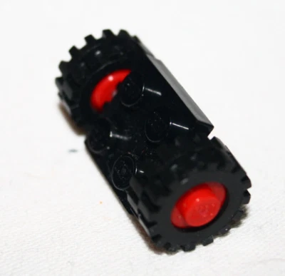 "1x kleine Räder mit Achse Räder Schwarz Felge Rot", Ersatzteil, Lego - Bild 1 von 2