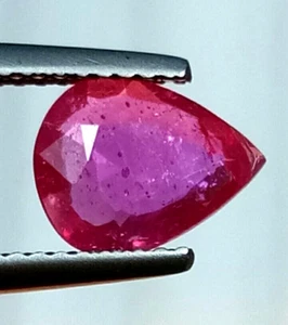 1.40 Cts Beautiful Pinkish Red Natural Mozambique Ruby Pear Loose Stone - Picture 1 of 4