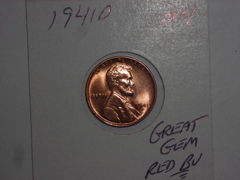 wheat penny 1941D GREAT GEM RED BU 1941-D LINCOLN CENT LOT #4 UNC RED LUSTER Cover