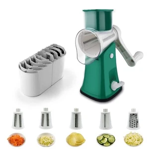 5 in 1 Rotary Cheese Grater w/ Handle Shredder Food Vegetable Grader Hand Crank - Picture 1 of 6