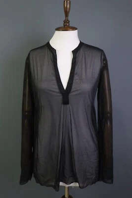 Blusa Top Henley Wolford Negra Malla Manga Larga Foto 1 de 4